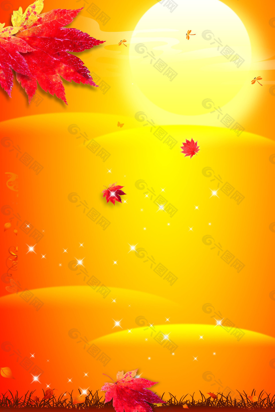 黄色秋季枫叶背景