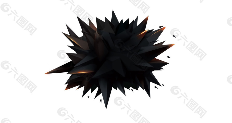 黑色立体爆炸形png元素素材