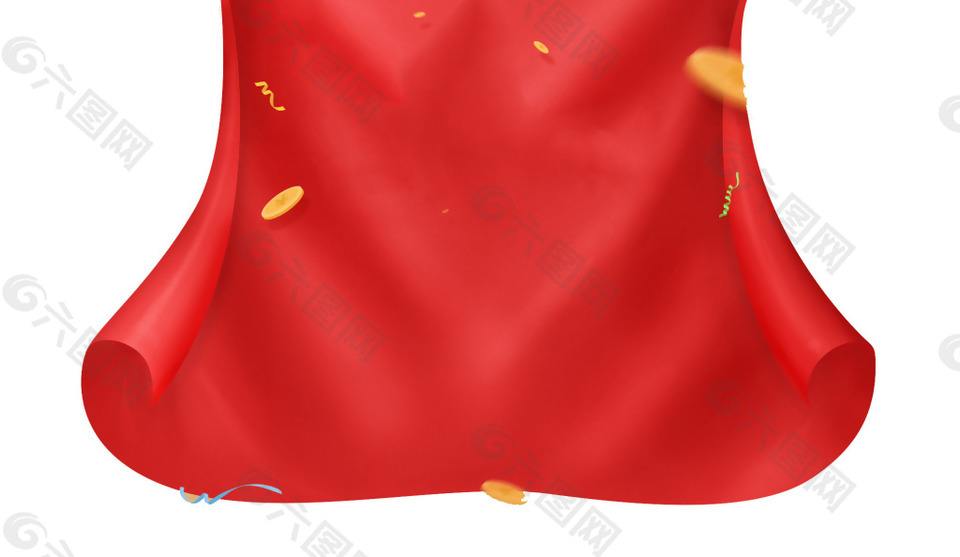 艺术红色飘舞绸缎png元素素材