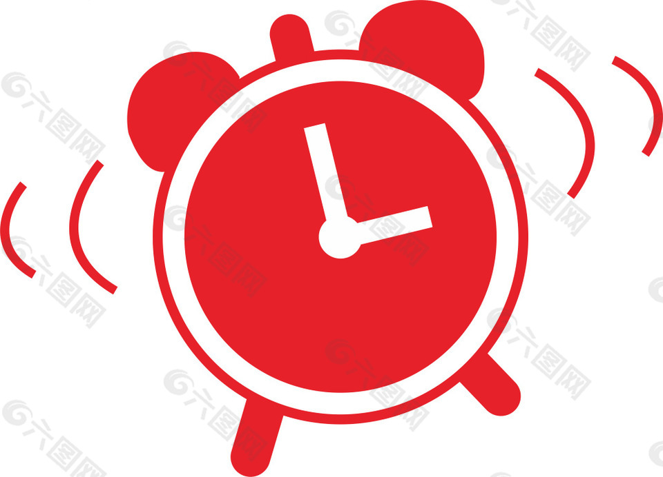 红色手绘闹钟png元素素材