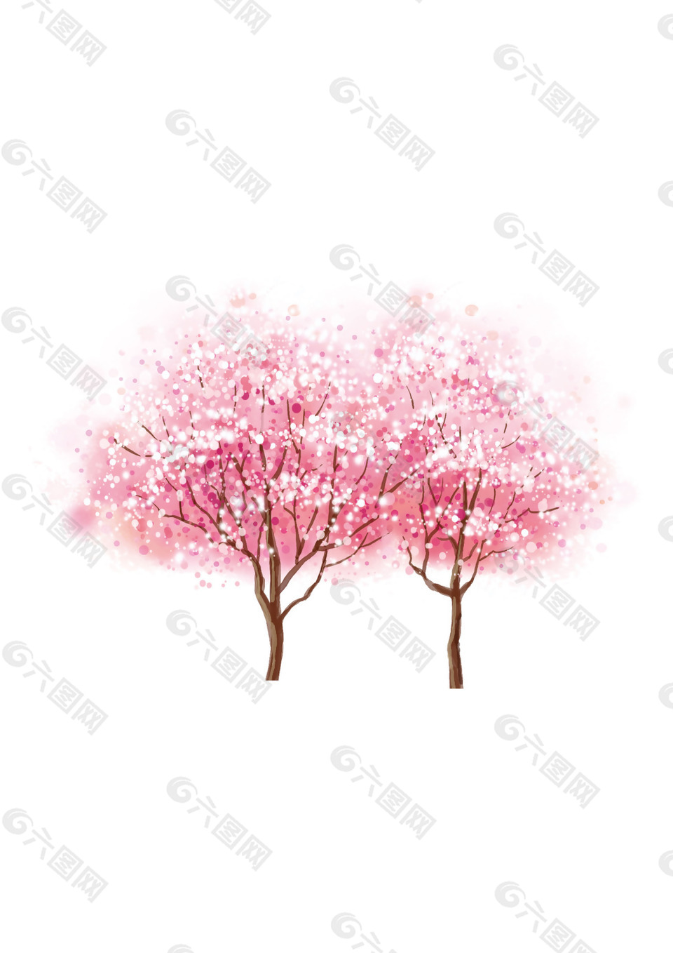 粉色爱情树png元素素材