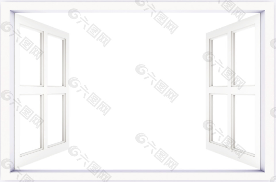 白色简约门窗边框png元素素材