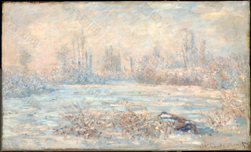 迷蒙的野外抽象风景油画