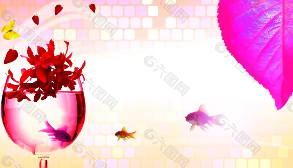 粉色时尚金鱼鱼缸背景