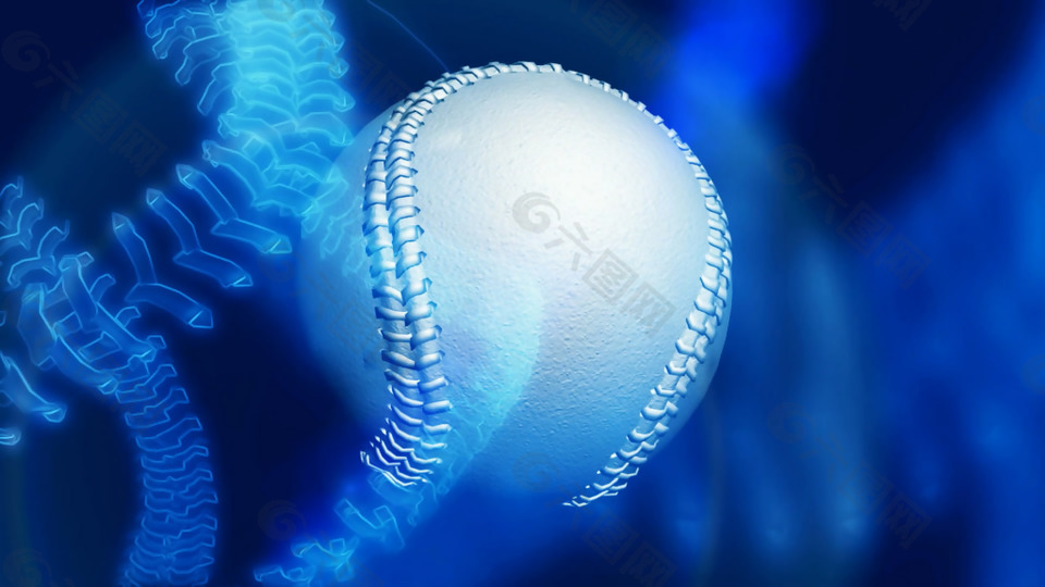 旋转棒球蓝色科技棒球缝线视频素材