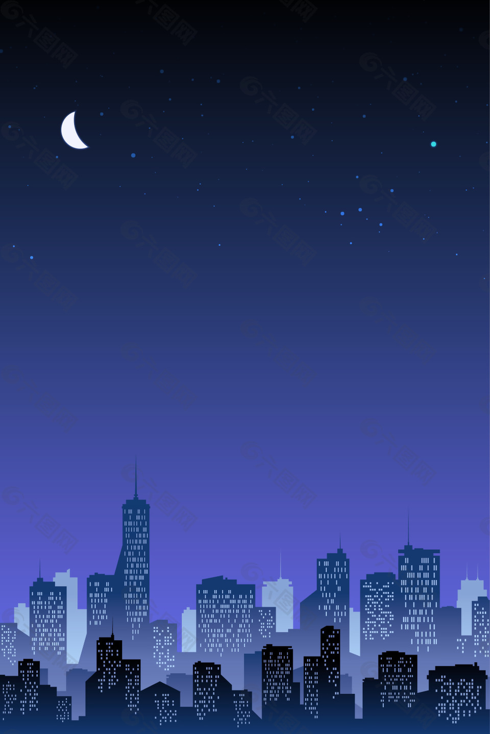 矢量卡通唯美城市夜景霓虹背景背景素材免费下载 图片编号 六图网