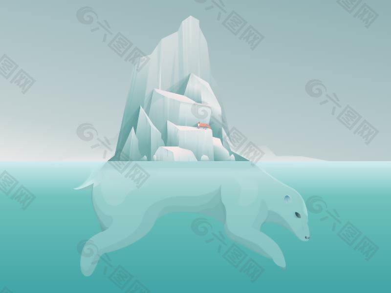 冰山插画素材