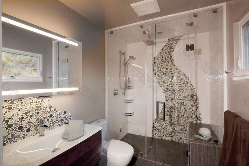 小卫生间淋浴房创意背景墙效果图