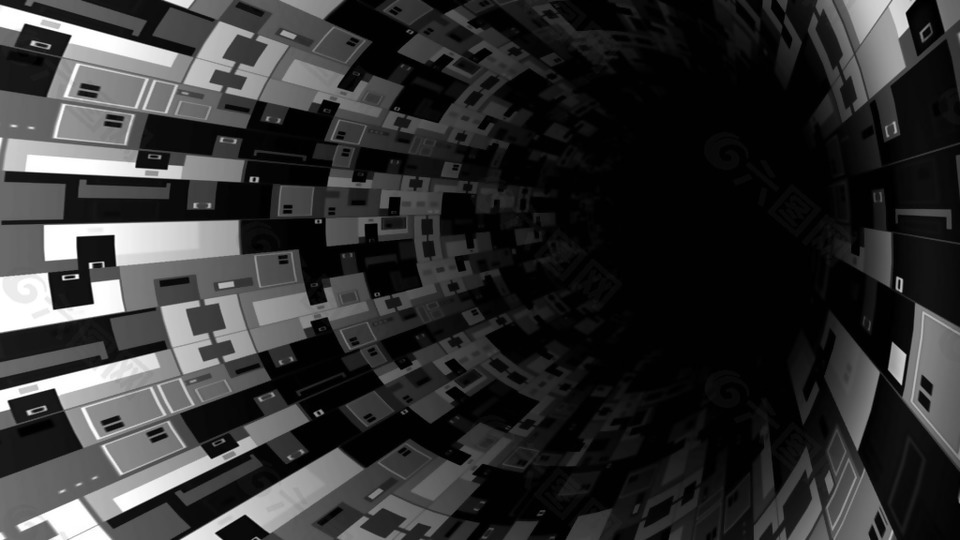 黑白风格机械科技隧道旋转视频素材