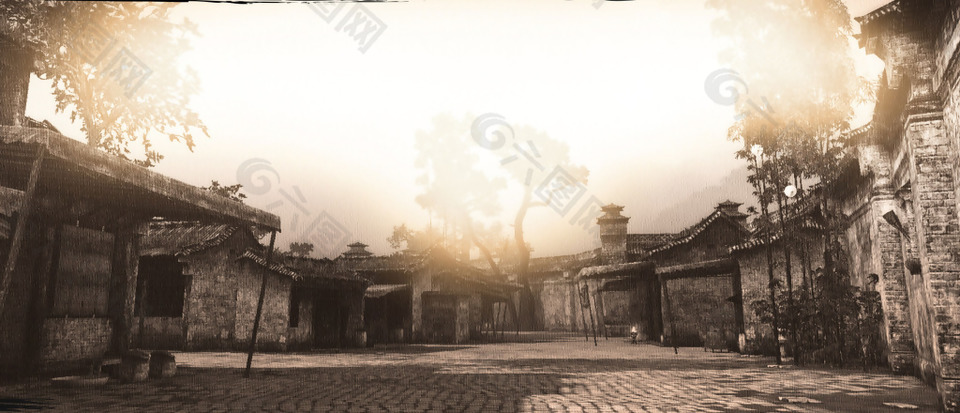 复古中国建筑背景