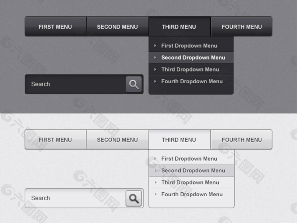 网页迷你导航下拉框搜索框素材