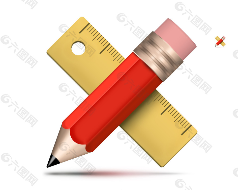 铅笔和尺子icon图标设计