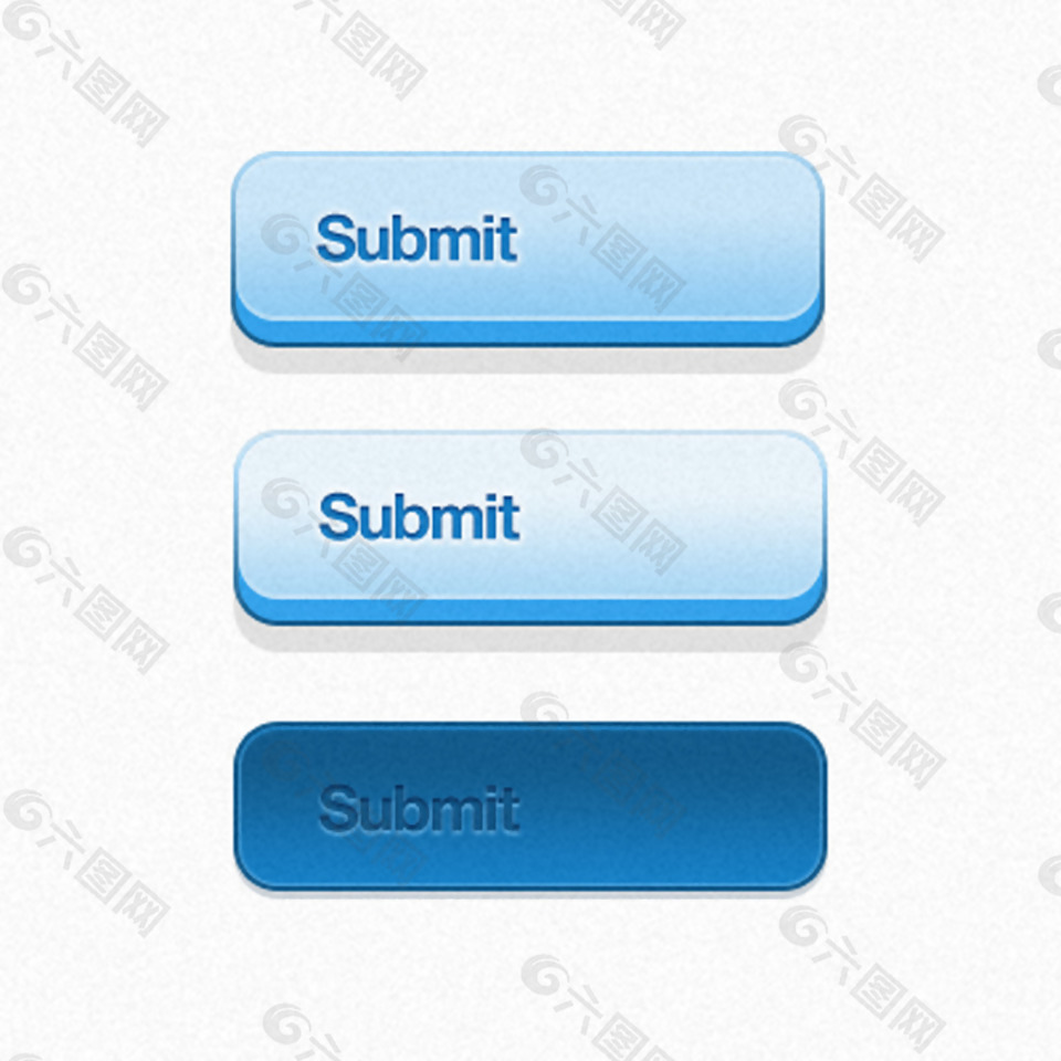 网页蓝色立体渐变投影按钮图标素材