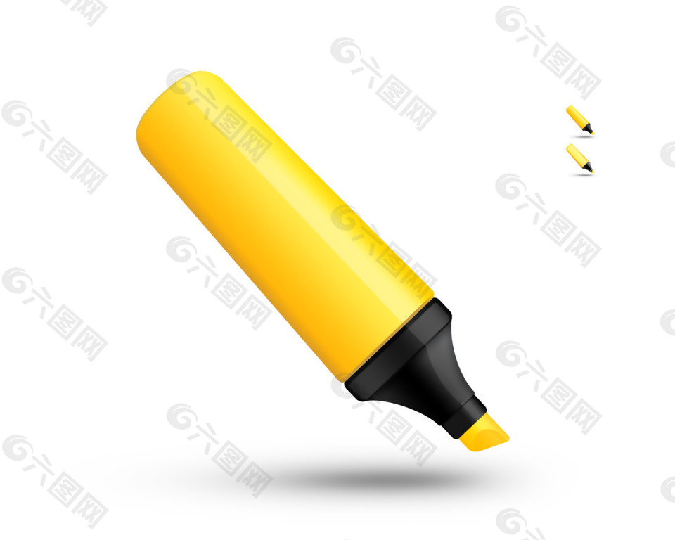黄色水彩笔icon图标设计