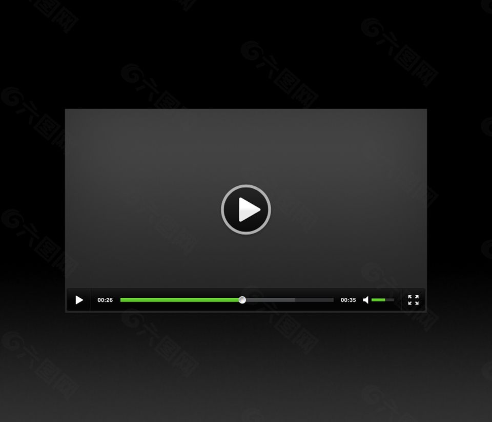 黑绿色视频播放器界面展示设计