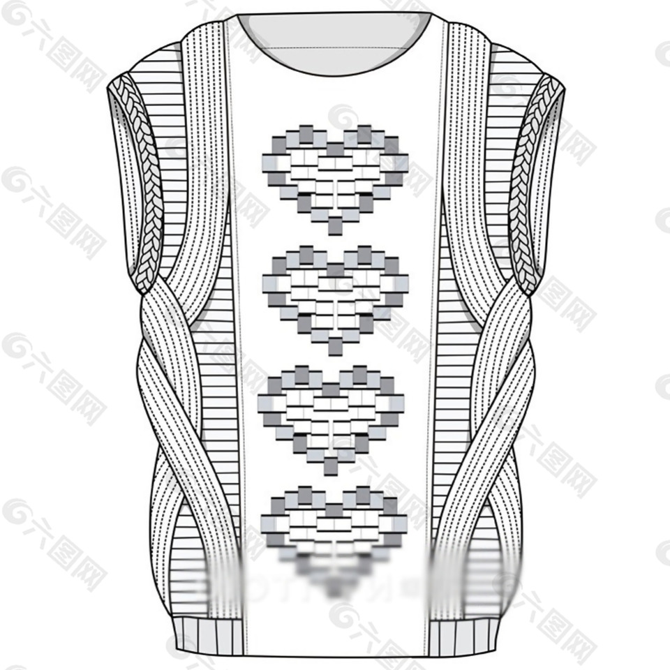 花纹线稿开衫毛衫服装设计