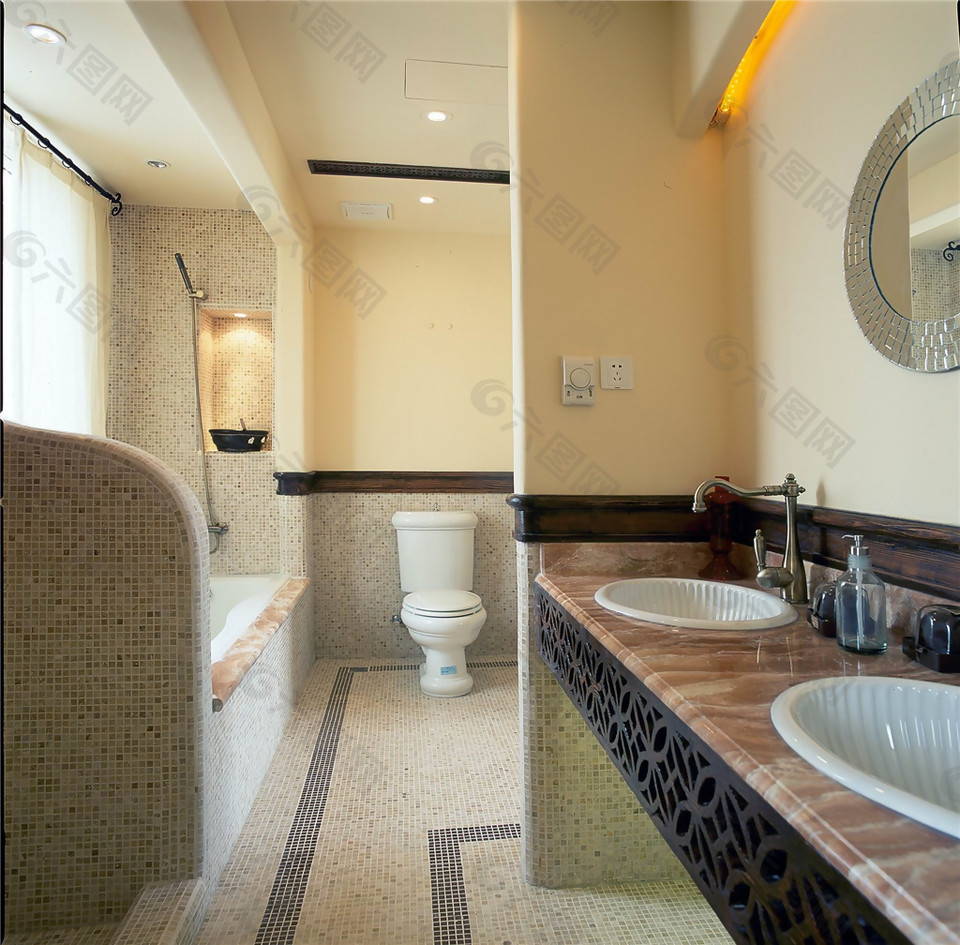 简约风室内设计浴室洗脸池效果图