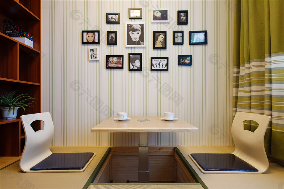 现代简约日式餐厅装饰画装修效果图