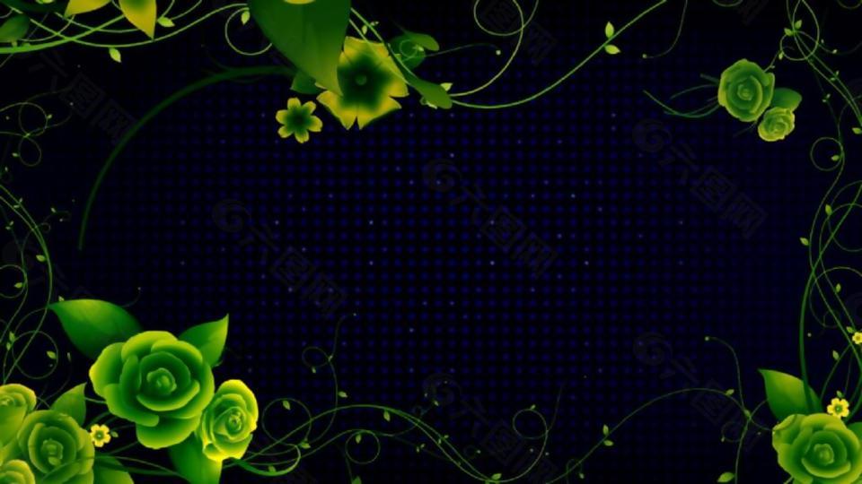 绿色鲜花植物生长边框背景视频素材