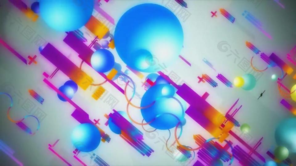 彩色线条气球斜下变换高清动态背景视频素材