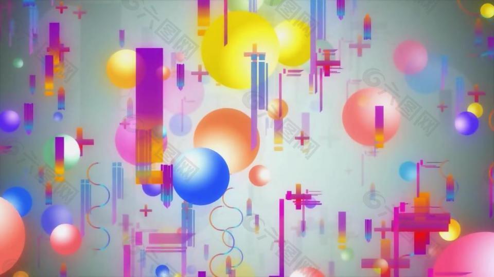 彩色彩带气球缩放变换动态视频素材