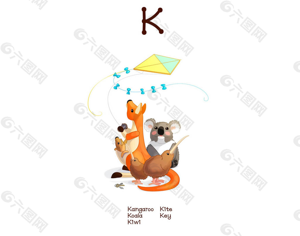 有趣动物字母K