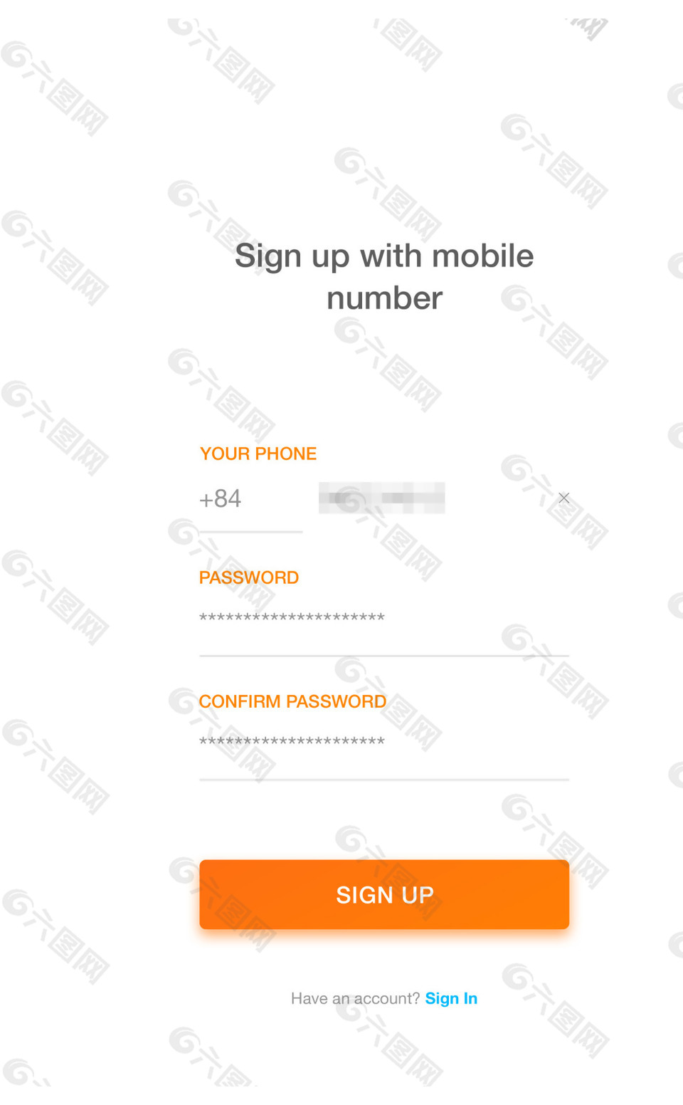 手机APP微信商城注册界面设计