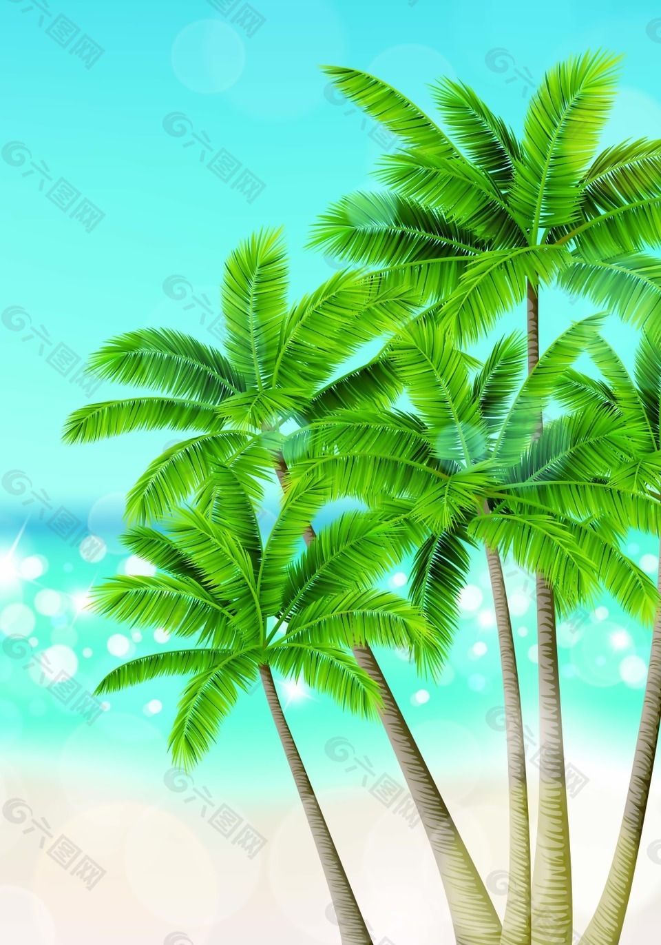 海边椰树背景模版