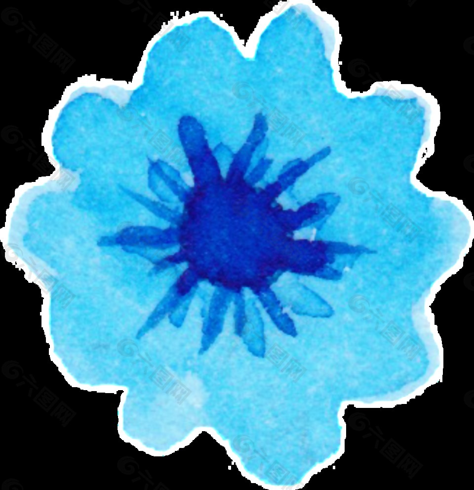 水墨盛开花朵装饰素材