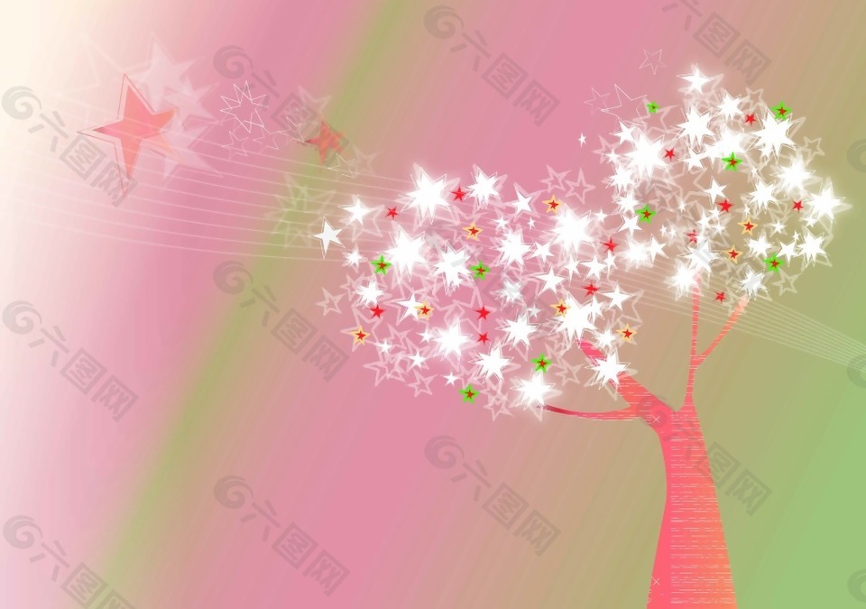 时尚梦幻星星大树插画