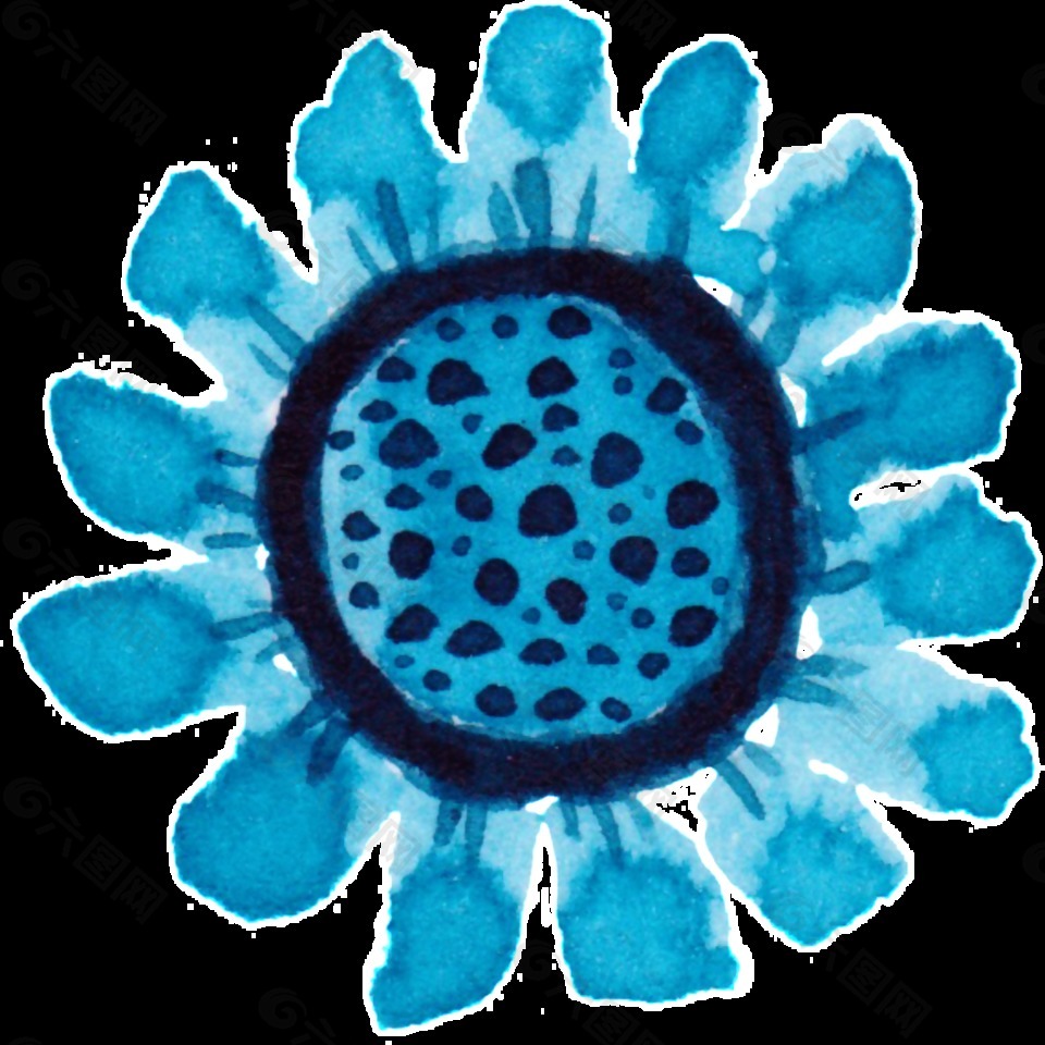 蓝色太阳花装饰素材