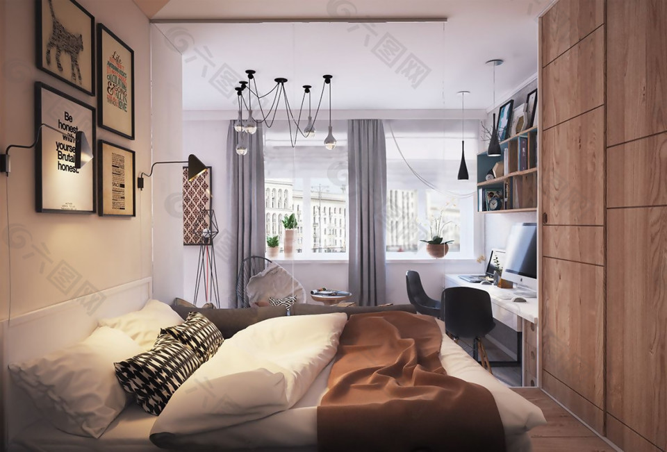 一居室北欧风格卧室装修效果图