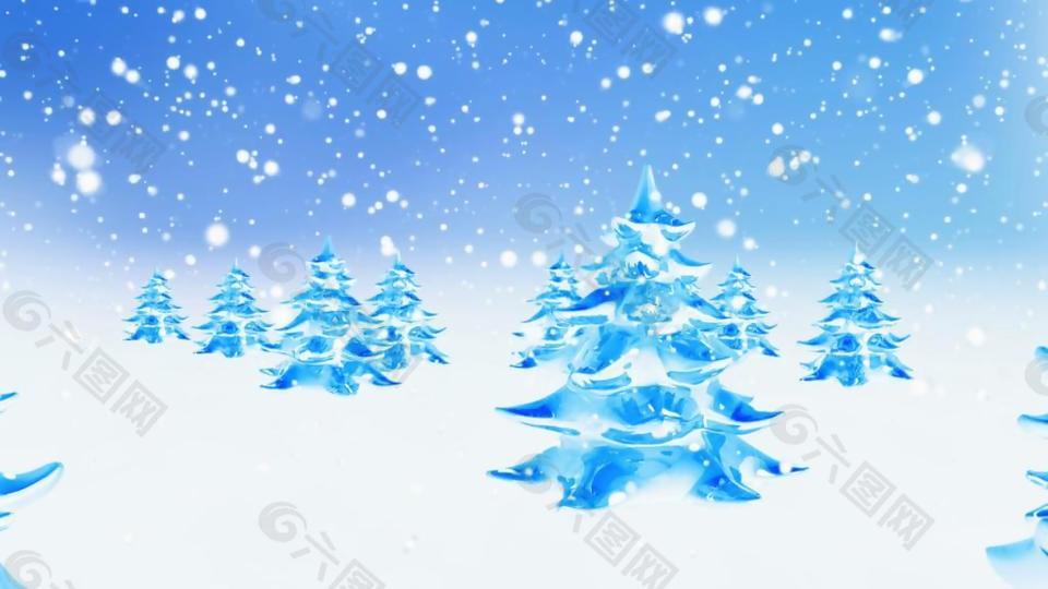 浪漫梦幻冬季冰雪玻璃树动态视频素材