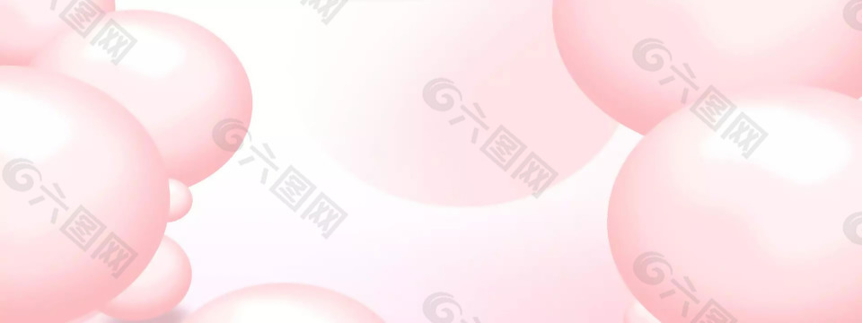 清新粉色圆球banner背景素材