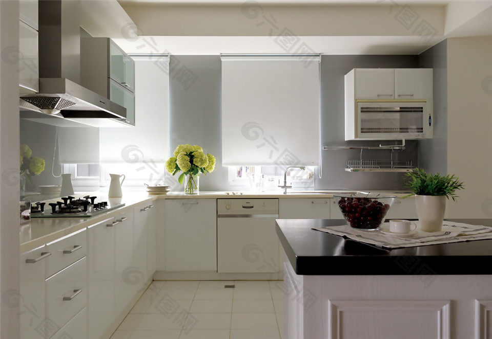欧式白色系厨房室内装修效果图