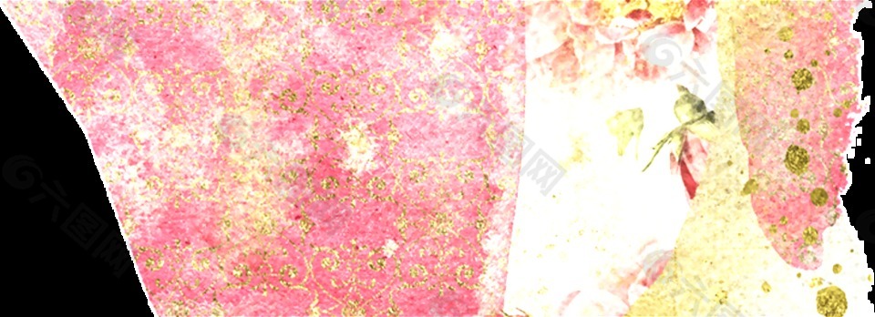 粉色渲染水彩透明插画装饰素材