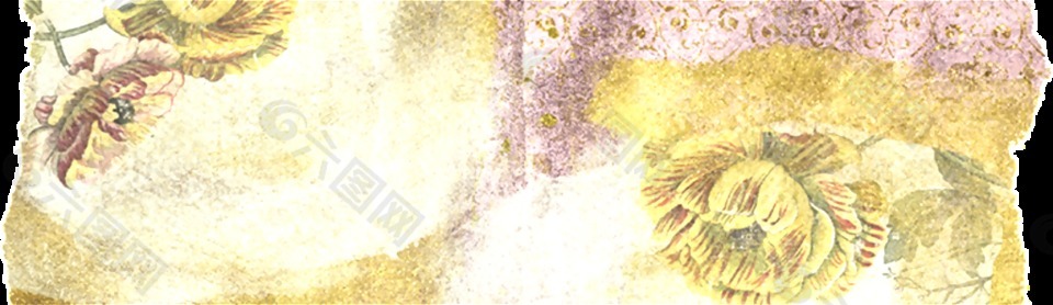 金黄色花朵水彩透明插画装饰素材