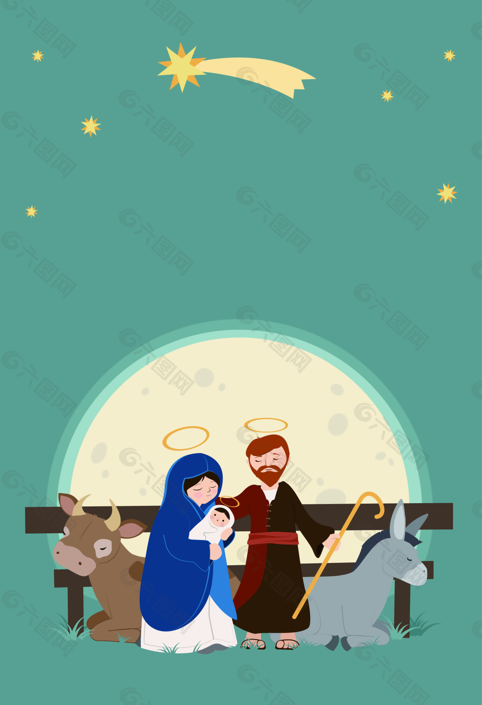 卡通耶稣诞生节日海报背景素材背景素材免费下载 图片编号 六图网