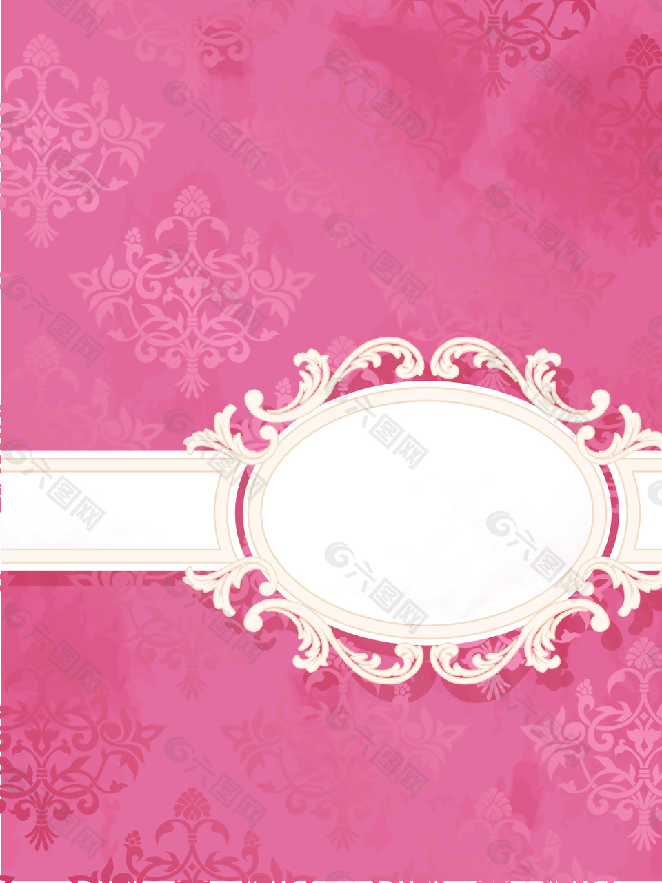粉红色花纹复古边框美食菜谱背景