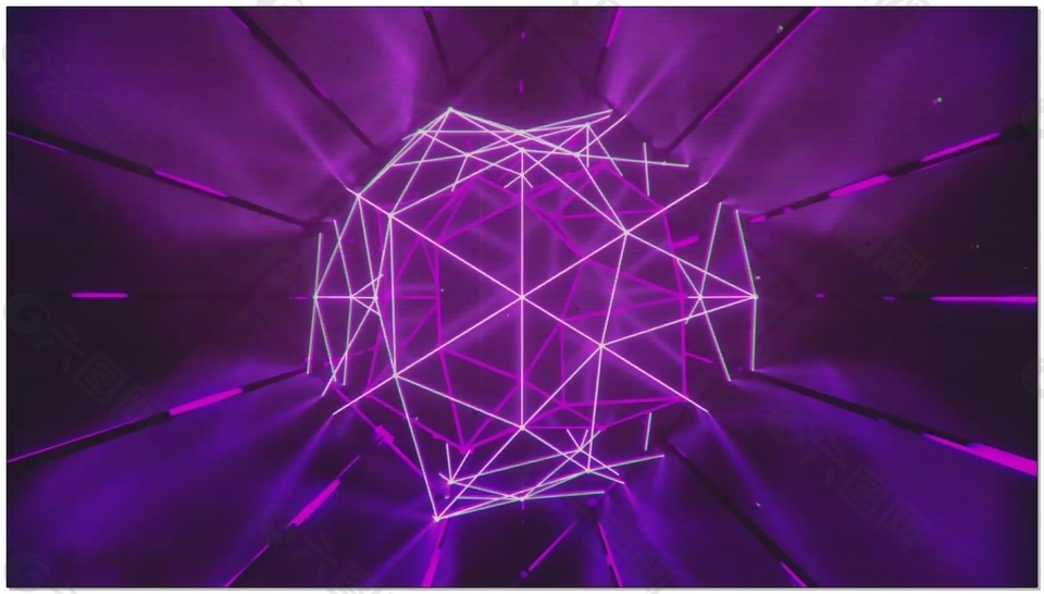 紫色几何潮流骷髅背景视频素材