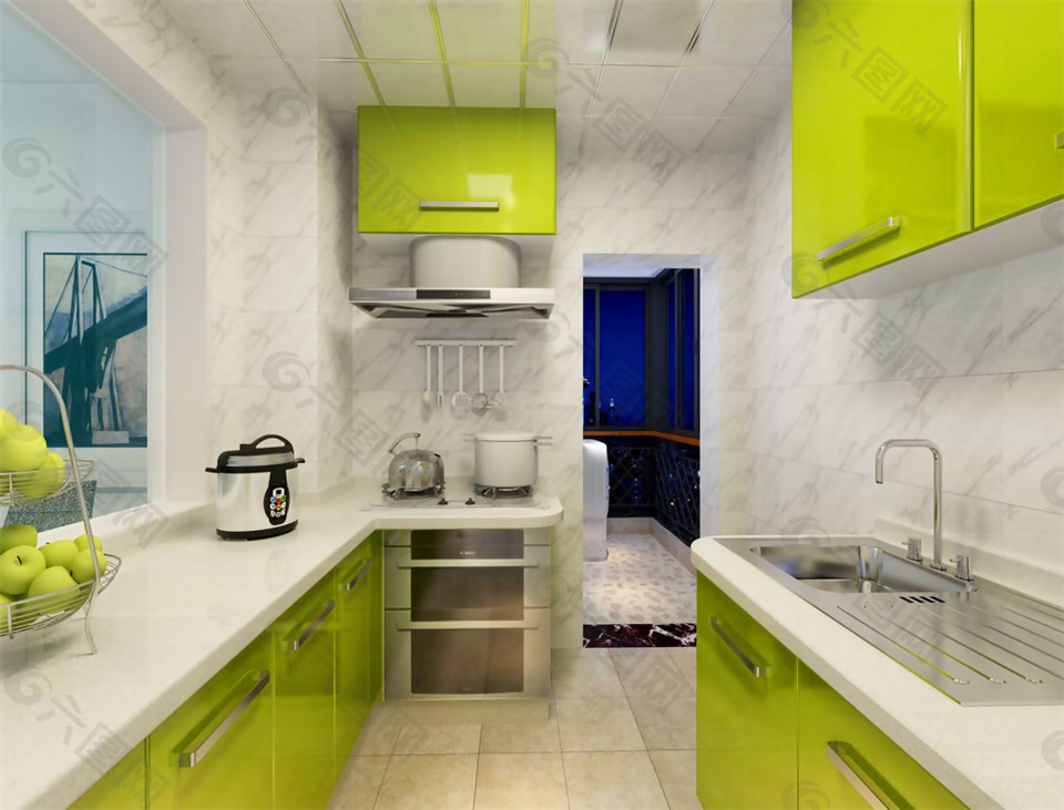 两室两厅现代简约厨房装修效果图
