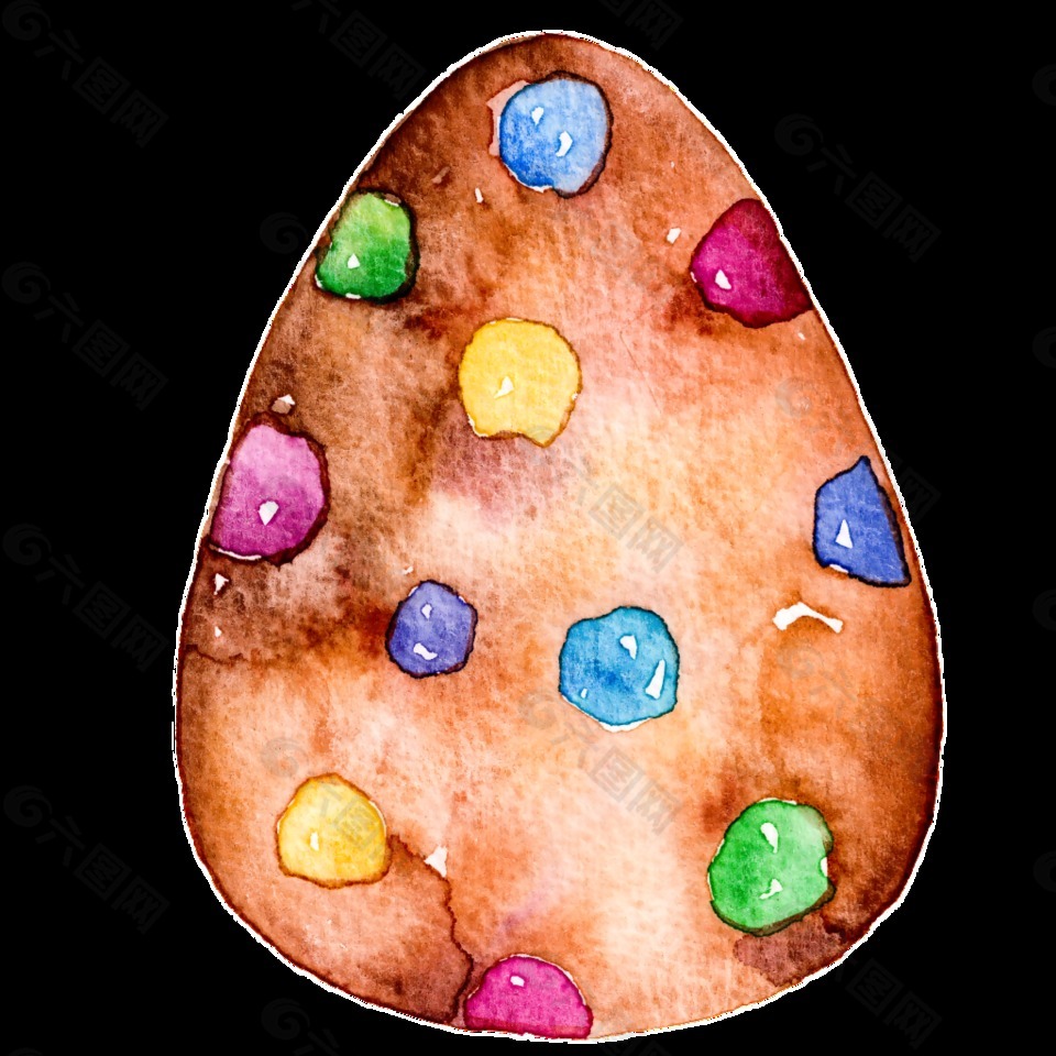 彩色豆子镶嵌棕色蛋手绘卡通透明素材