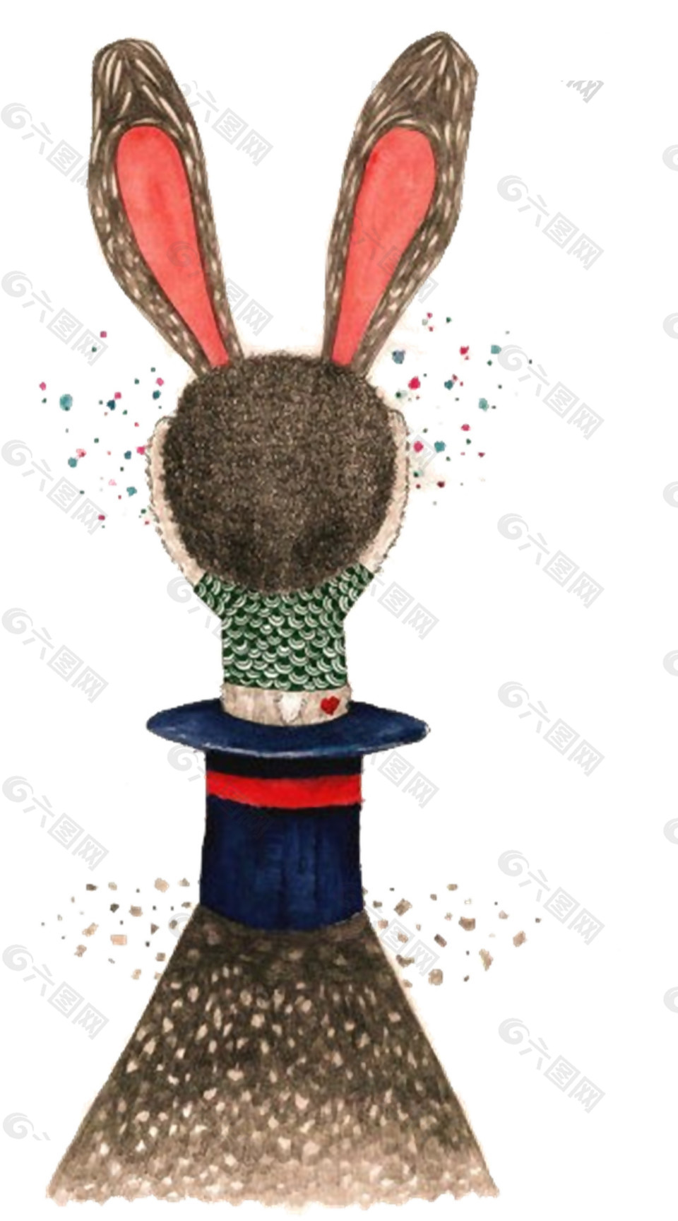 抽象兔子人物插画