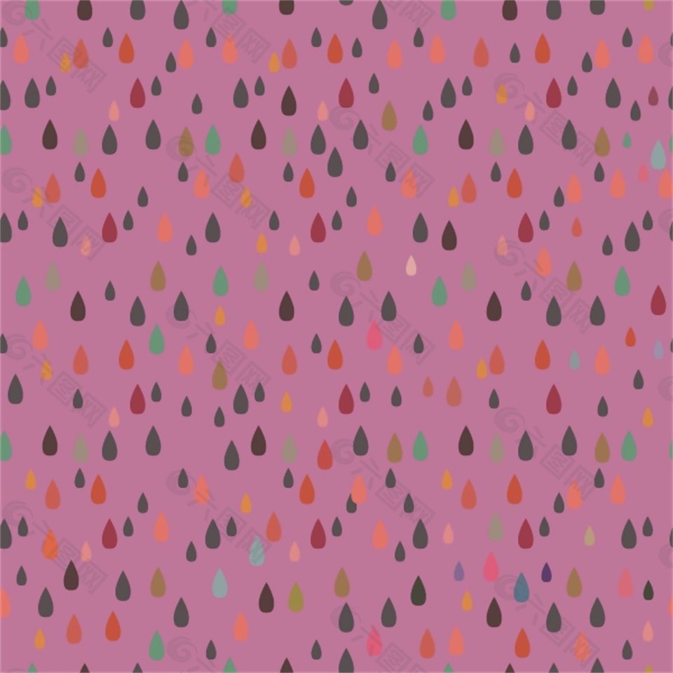 彩色水滴雨水卡通填充背景矢量素