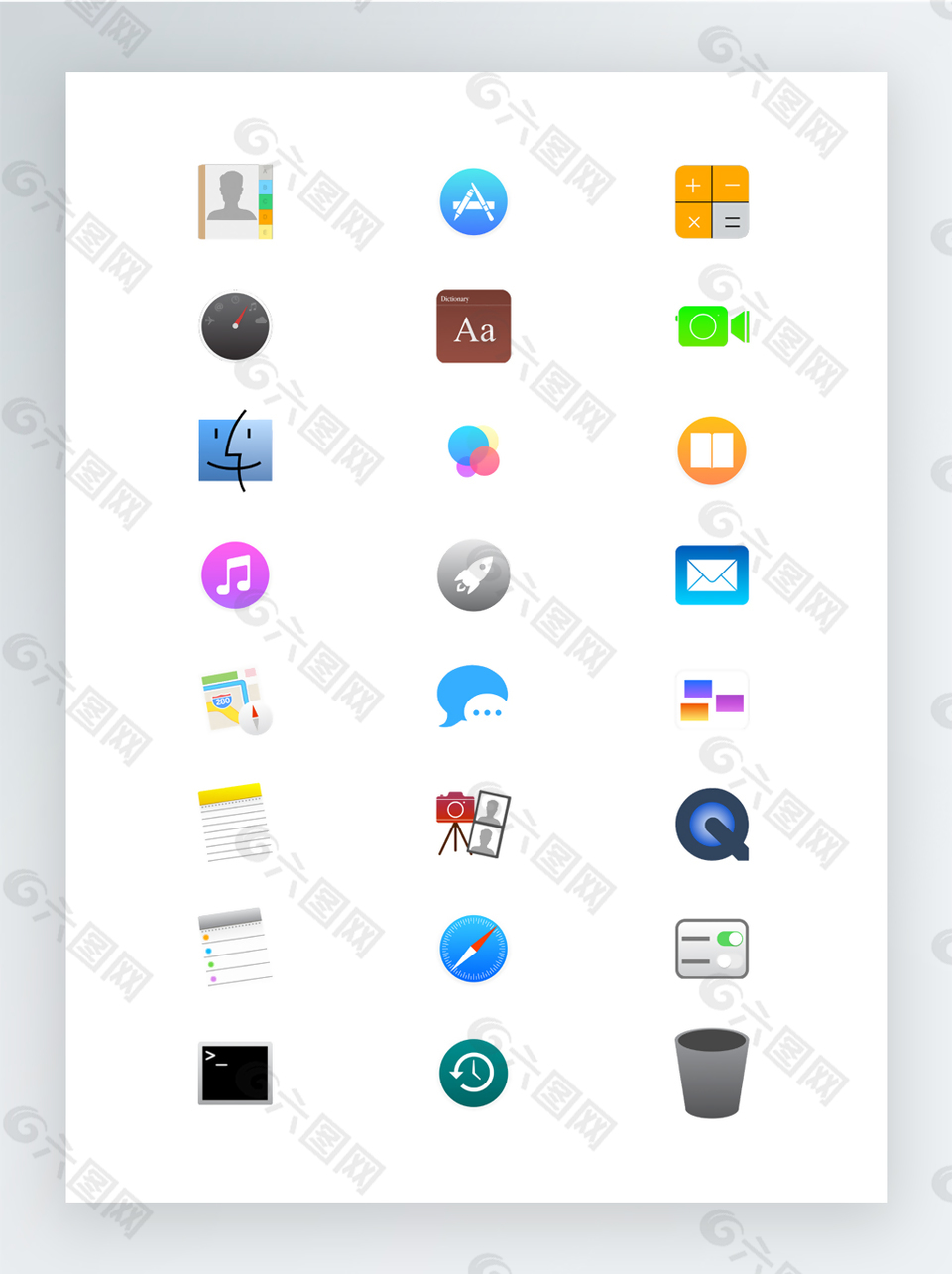 扁平化设计的苹果Mac系统图标集