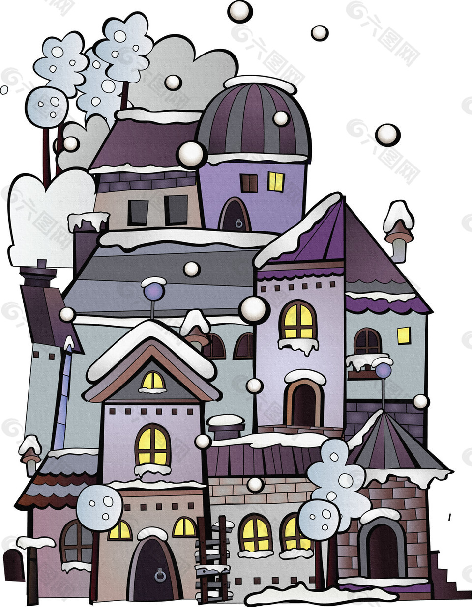 紫色卡通万圣节城堡