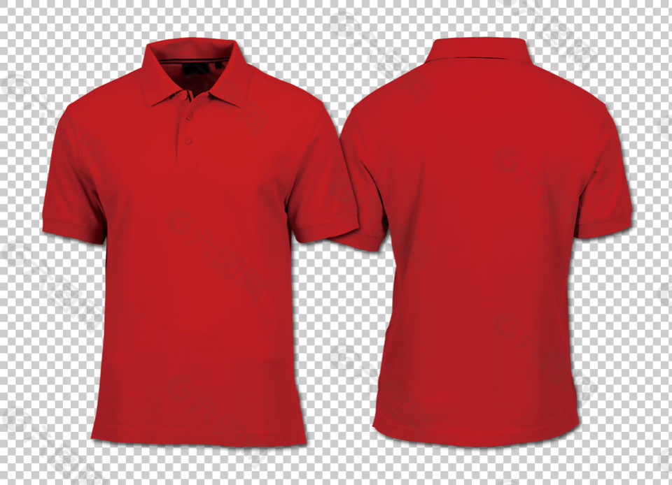 红色t恤正反图免抠png透明图层素材