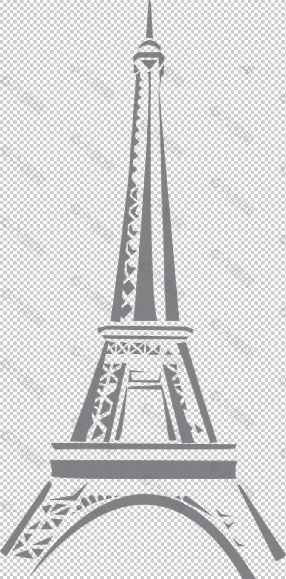手绘简单埃菲尔铁塔免抠png透明图层素材