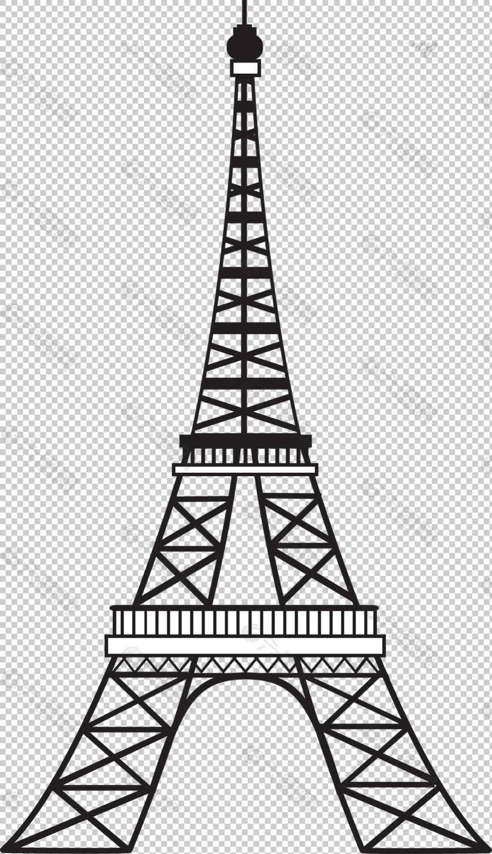 手绘简单艾菲尔铁塔免抠png透明图层素材