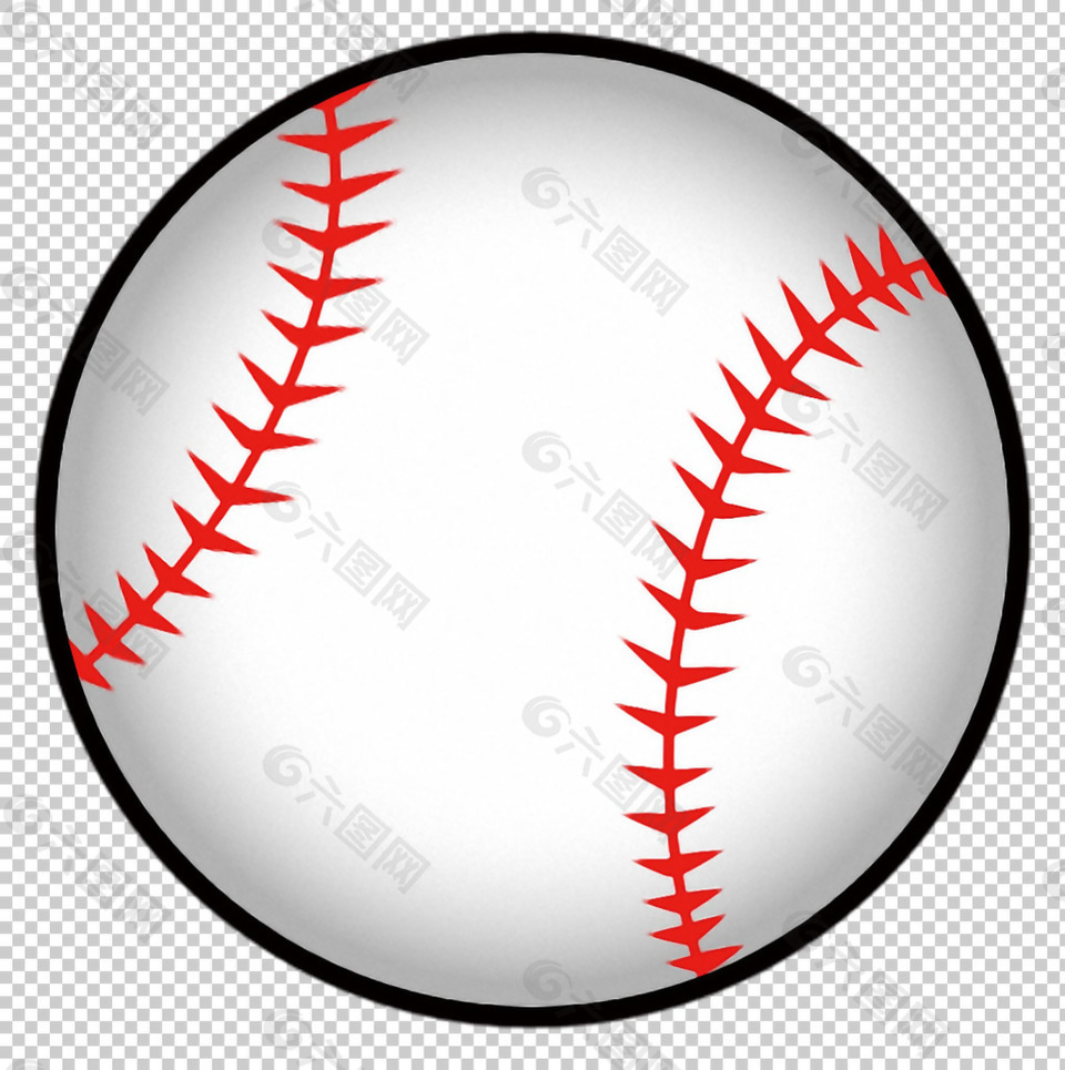 手绘白色棒球免抠png透明图层素材